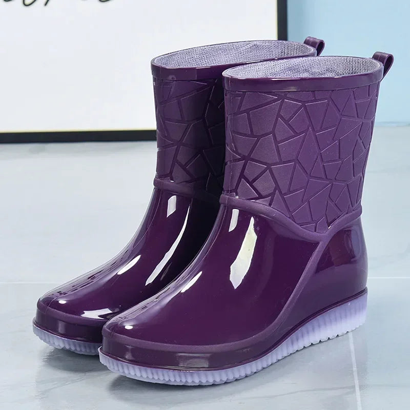 Botines de lluvia impermeables para mujer