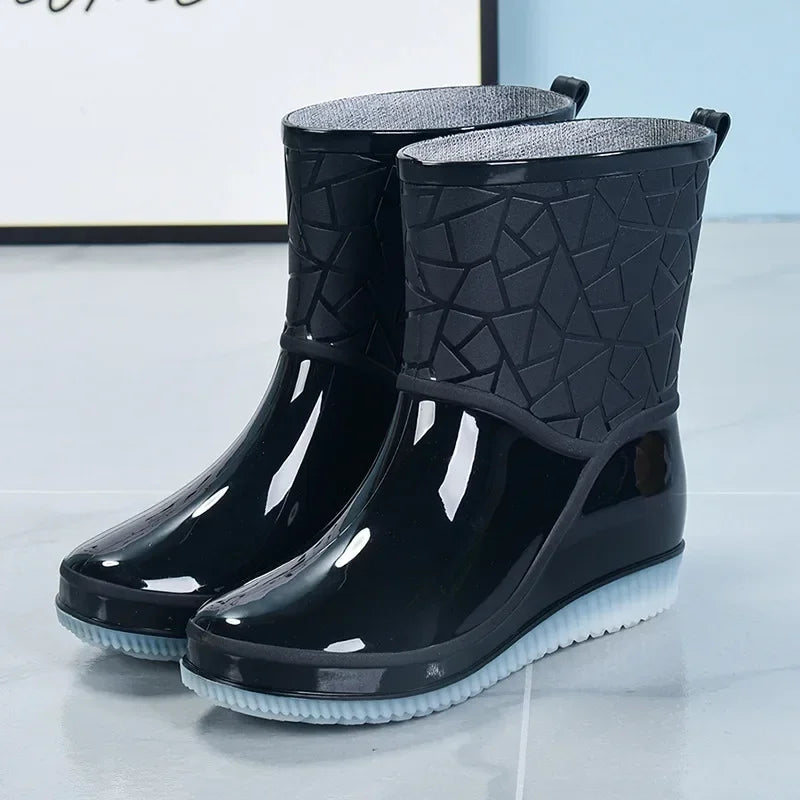 Botines de lluvia impermeables para mujer