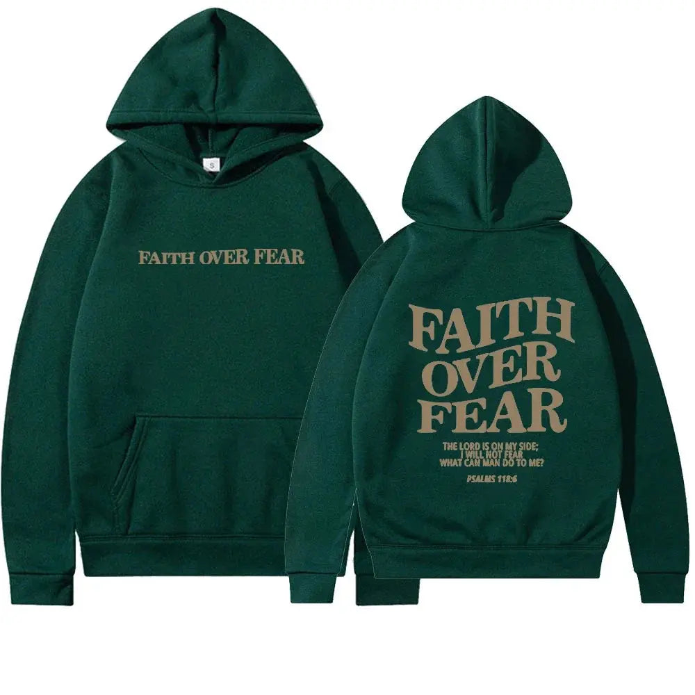 Sudadera con Capucha y Diseño Inspirador: 'Faith Over Fear'