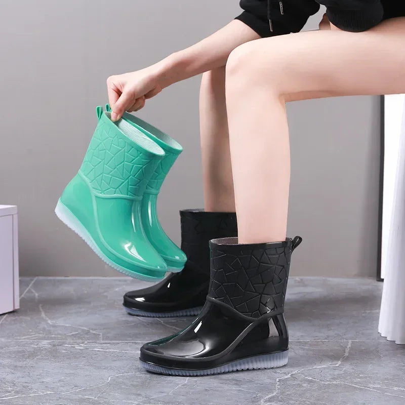 Botines de lluvia impermeables para mujer