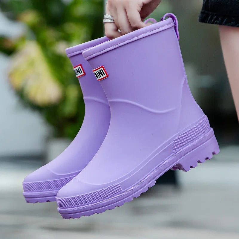 Botines de lluvia impermeables para mujer, hasta la pantorrilla, con suela antideslizante