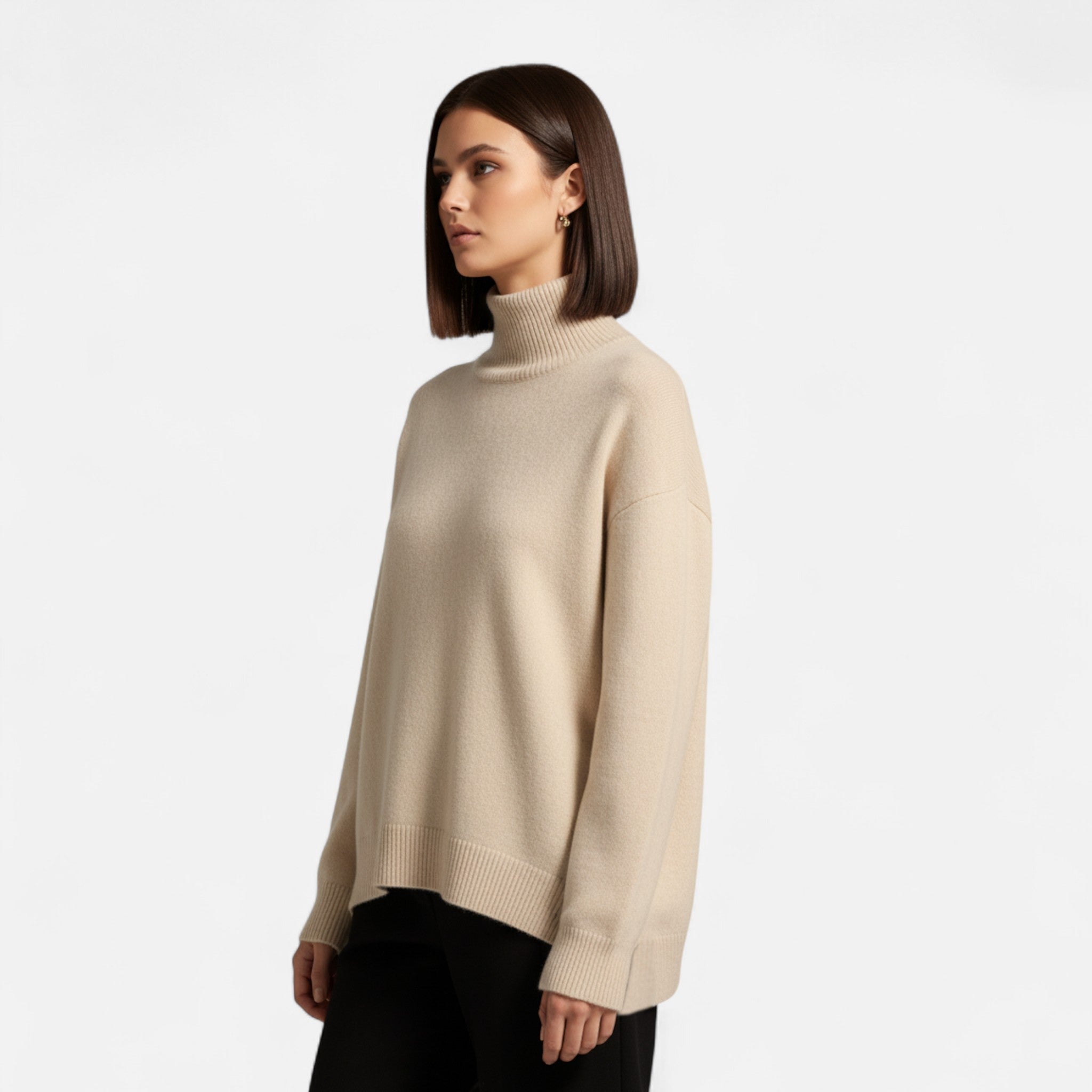 Sudadera de Cachemira para Mujer con Cuello Alto Elegante