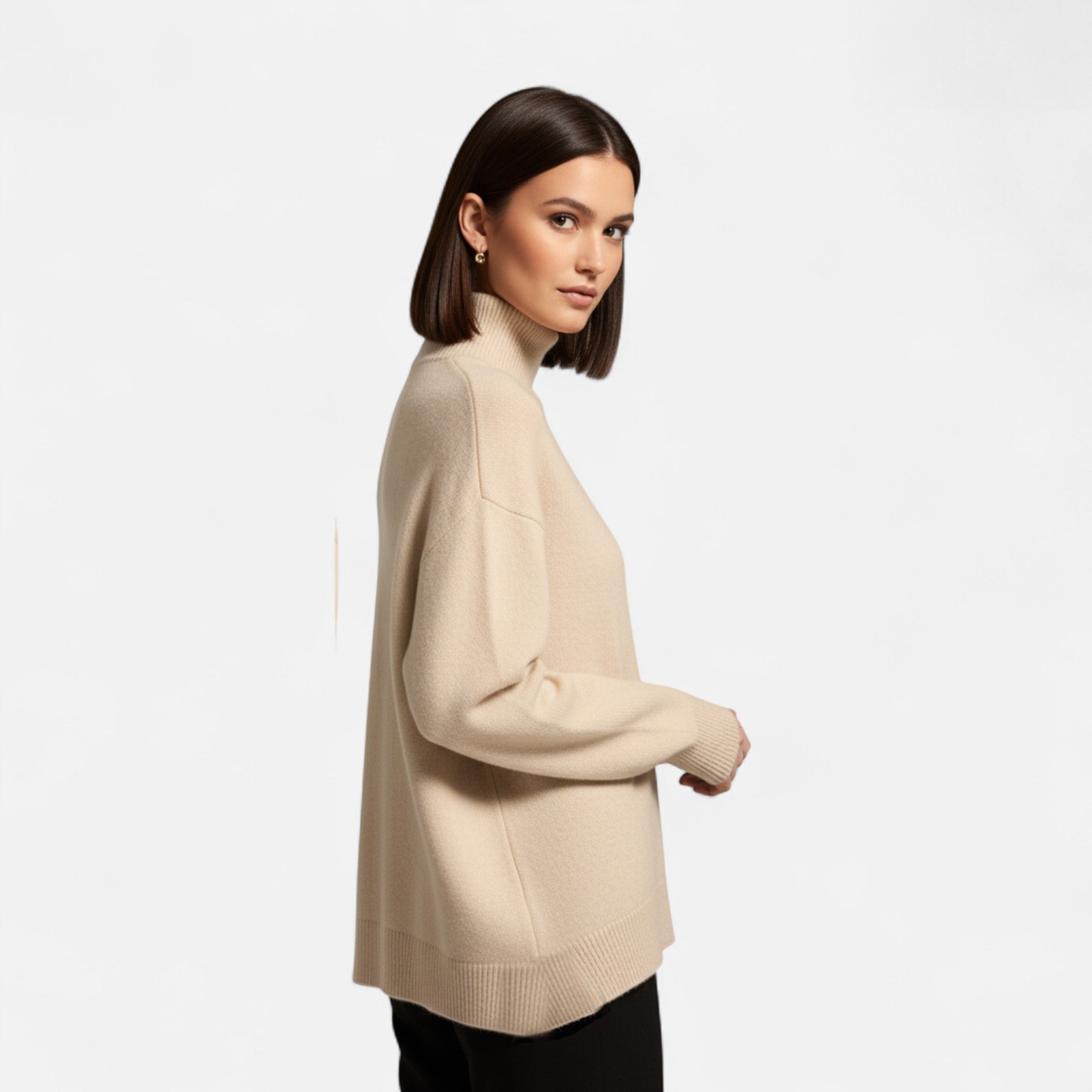 Sudadera de Cachemira para Mujer con Cuello Alto Elegante