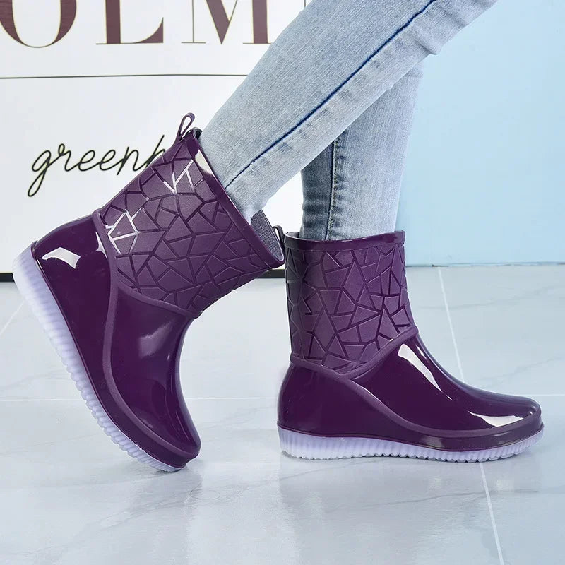 Botines de lluvia impermeables para mujer