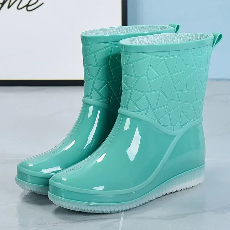 Botines de lluvia impermeables para mujer