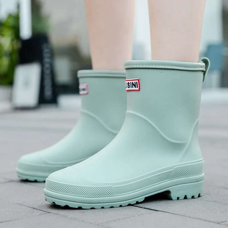 Botines de lluvia impermeables para mujer, hasta la pantorrilla, con suela antideslizante