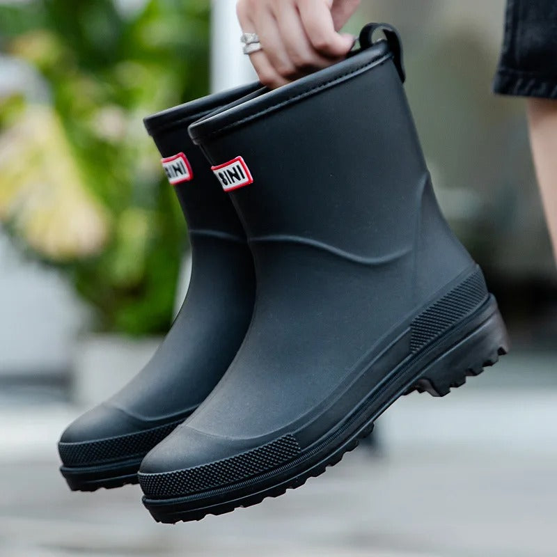 Botines de lluvia impermeables para mujer, hasta la pantorrilla, con suela antideslizante
