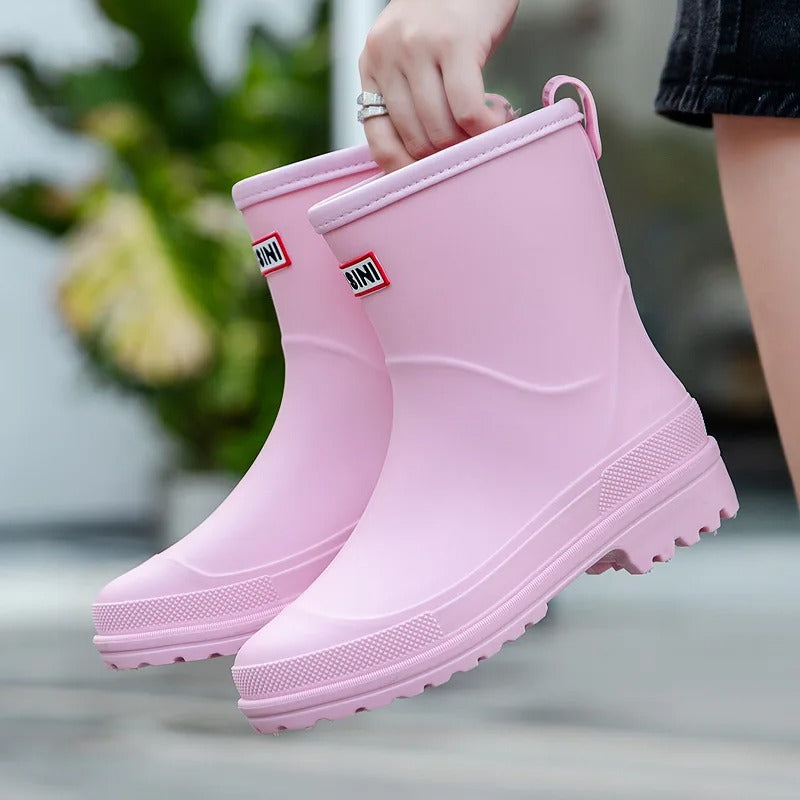 Botines de lluvia impermeables para mujer, hasta la pantorrilla, con suela antideslizante